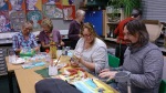 six people in an art lesson